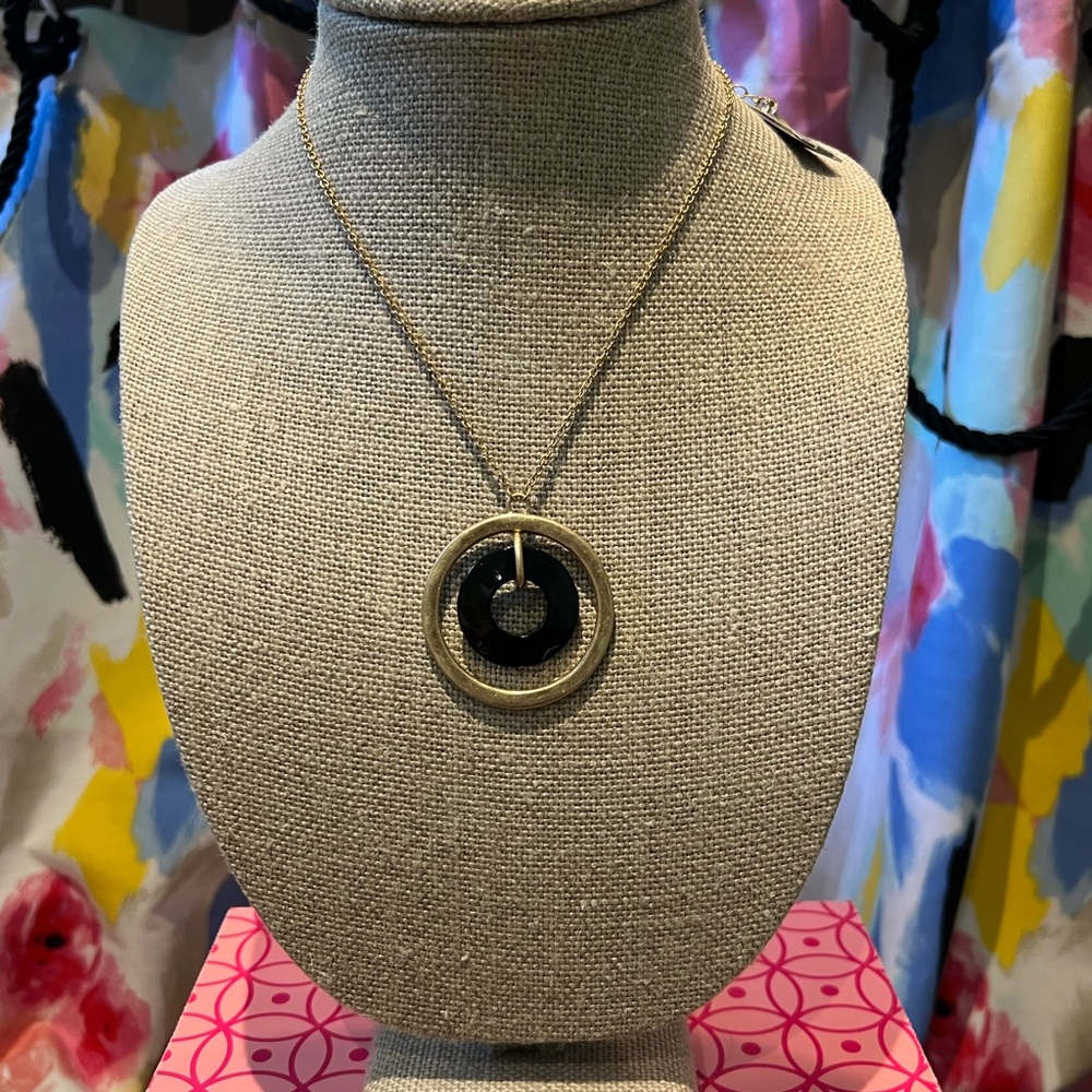 Robert Lee Morris Gold & Black Pendant Necklace